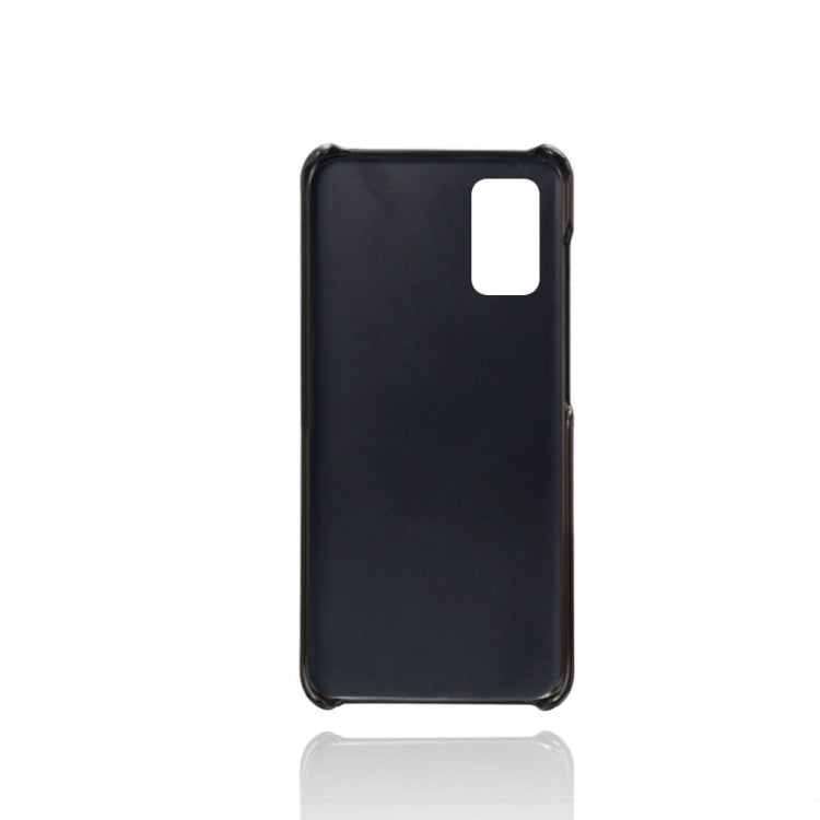 For Samsung Galaxy A41 Calf Texture PC + PU Leather Back Cover Shockproof Case with Dual Card Slots