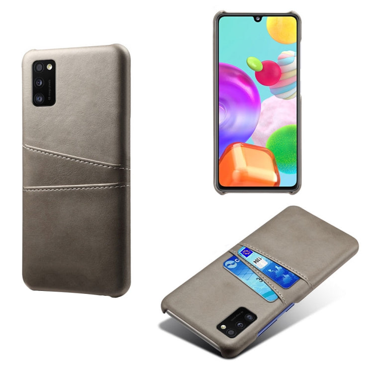 For Samsung Galaxy A41 Calf Texture PC + PU Leather Back Cover Shockproof Case with Dual Card Slots