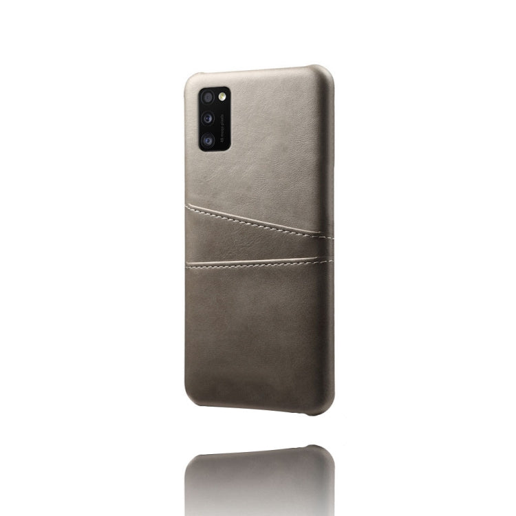 For Samsung Galaxy A41 Calf Texture PC + PU Leather Back Cover Shockproof Case with Dual Card Slots