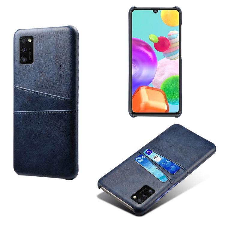 For Samsung Galaxy A41 Calf Texture PC + PU Leather Back Cover Shockproof Case with Dual Card Slots