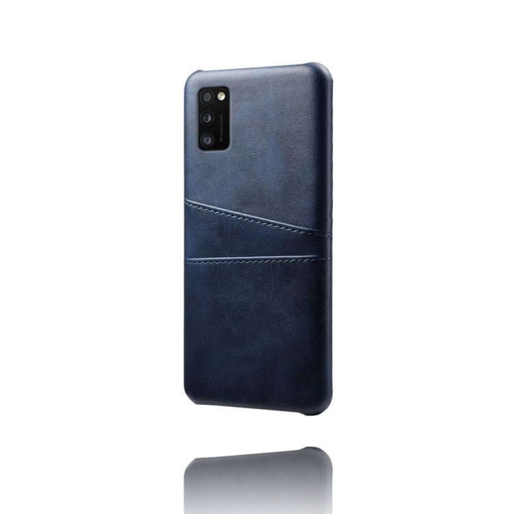 For Samsung Galaxy A41 Calf Texture PC + PU Leather Back Cover Shockproof Case with Dual Card Slots