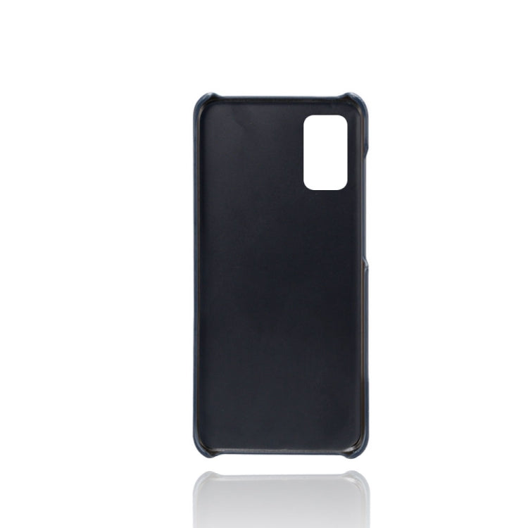 For Samsung Galaxy A41 Calf Texture PC + PU Leather Back Cover Shockproof Case with Dual Card Slots