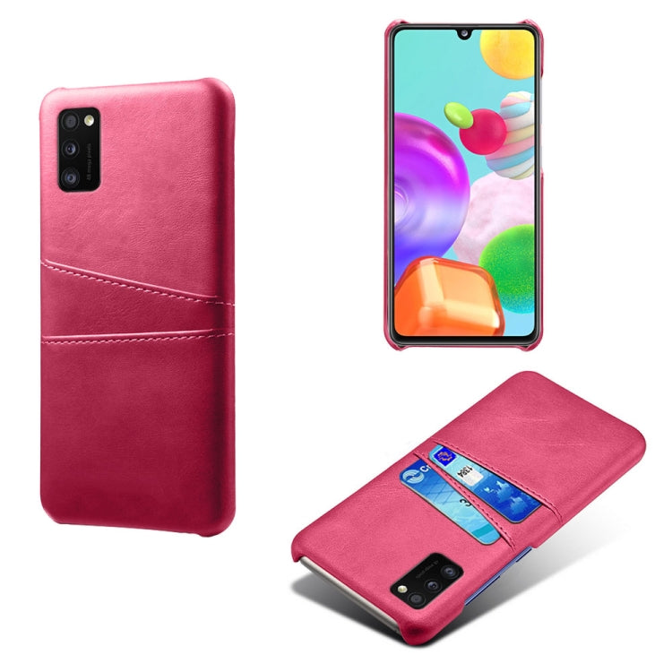 For Samsung Galaxy A41 Calf Texture PC + PU Leather Back Cover Shockproof Case with Dual Card Slots