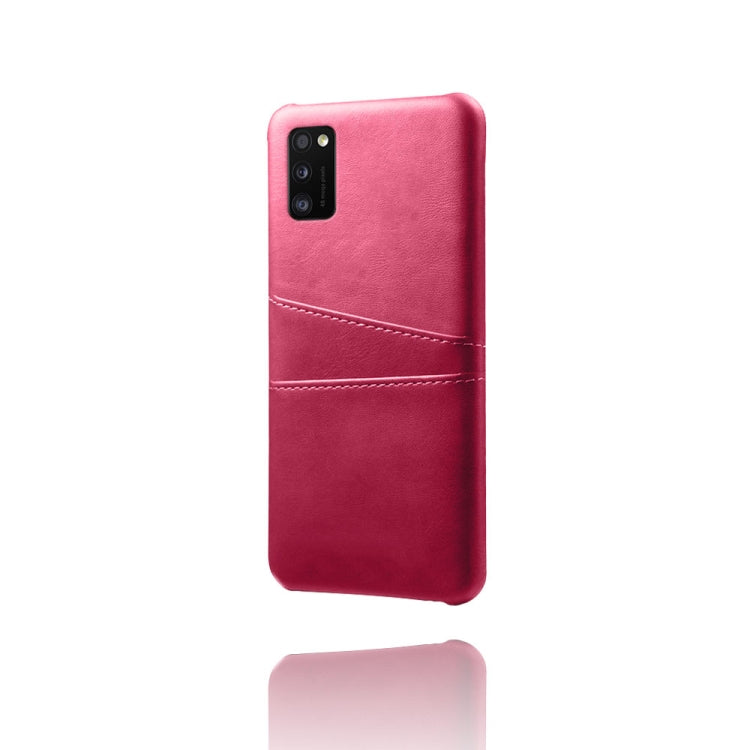 For Samsung Galaxy A41 Calf Texture PC + PU Leather Back Cover Shockproof Case with Dual Card Slots