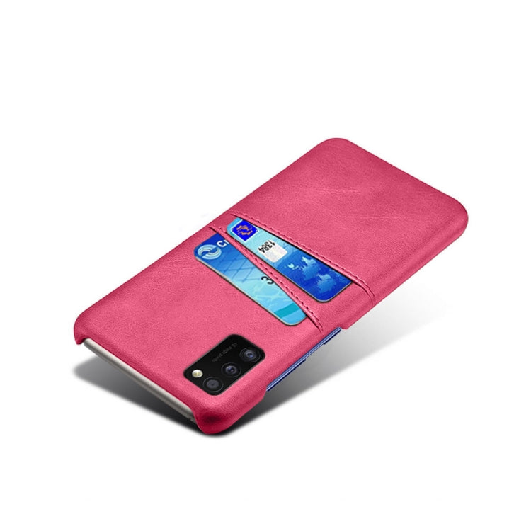 For Samsung Galaxy A41 Calf Texture PC + PU Leather Back Cover Shockproof Case with Dual Card Slots