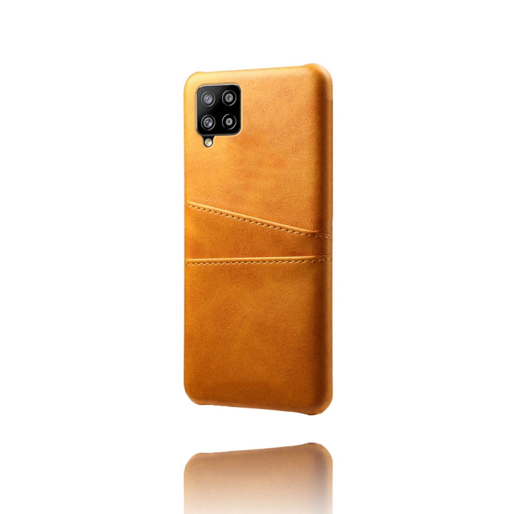 For Samsung Galaxy A42 5G Calf Texture PC + PU Leather Back Cover Shockproof Case with Dual Card Slots