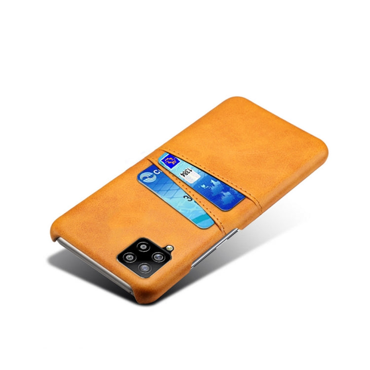 For Samsung Galaxy A42 5G Calf Texture PC + PU Leather Back Cover Shockproof Case with Dual Card Slots