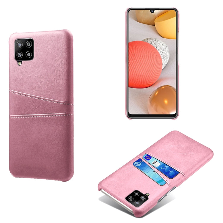 For Samsung Galaxy A42 5G Calf Texture PC + PU Leather Back Cover Shockproof Case with Dual Card Slots