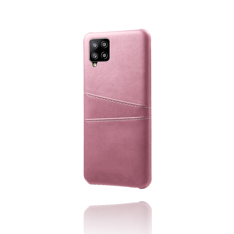 For Samsung Galaxy A42 5G Calf Texture PC + PU Leather Back Cover Shockproof Case with Dual Card Slots