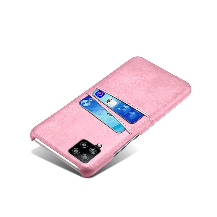 For Samsung Galaxy A42 5G Calf Texture PC + PU Leather Back Cover Shockproof Case with Dual Card Slots
