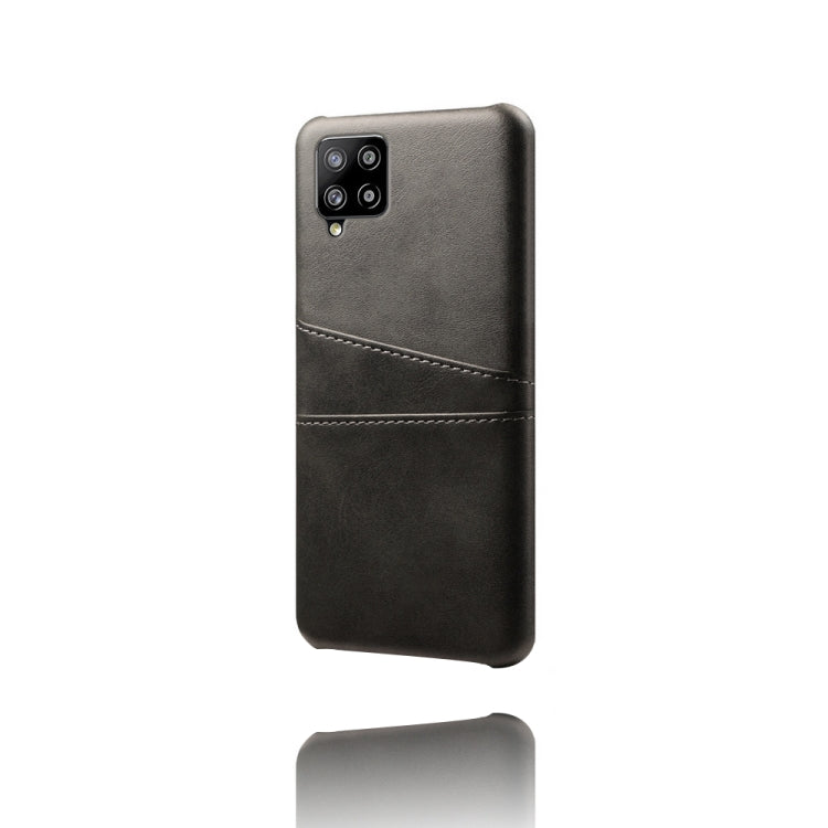 For Samsung Galaxy A42 5G Calf Texture PC + PU Leather Back Cover Shockproof Case with Dual Card Slots