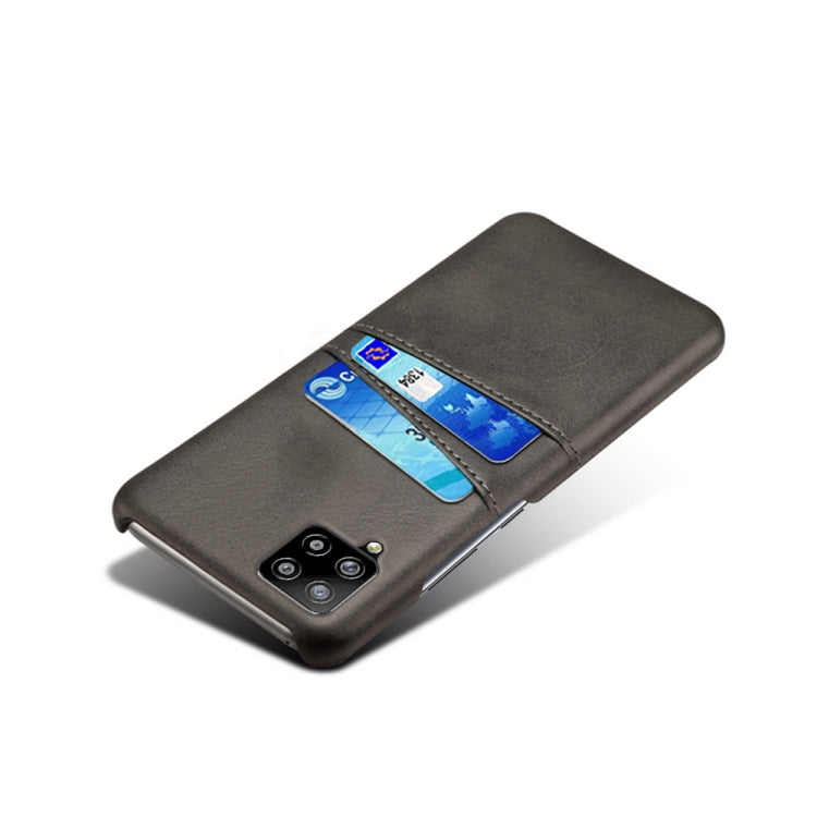 For Samsung Galaxy A42 5G Calf Texture PC + PU Leather Back Cover Shockproof Case with Dual Card Slots
