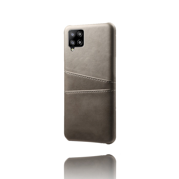 For Samsung Galaxy A42 5G Calf Texture PC + PU Leather Back Cover Shockproof Case with Dual Card Slots