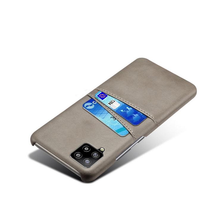 For Samsung Galaxy A42 5G Calf Texture PC + PU Leather Back Cover Shockproof Case with Dual Card Slots