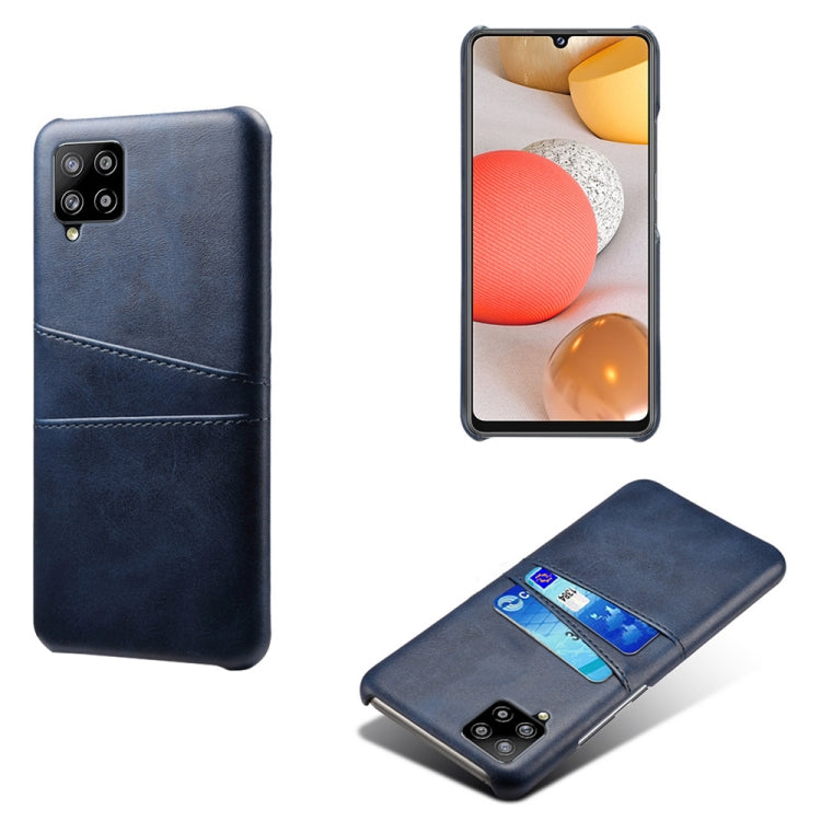For Samsung Galaxy A42 5G Calf Texture PC + PU Leather Back Cover Shockproof Case with Dual Card Slots