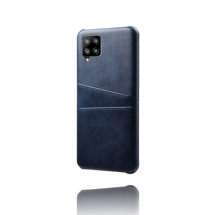 For Samsung Galaxy A42 5G Calf Texture PC + PU Leather Back Cover Shockproof Case with Dual Card Slots
