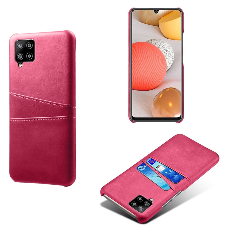 For Samsung Galaxy A42 5G Calf Texture PC + PU Leather Back Cover Shockproof Case with Dual Card Slots