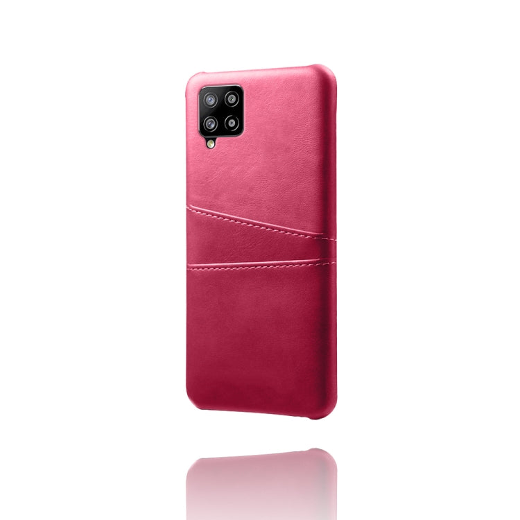 For Samsung Galaxy A42 5G Calf Texture PC + PU Leather Back Cover Shockproof Case with Dual Card Slots