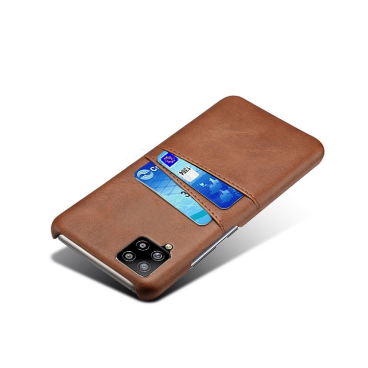For Samsung Galaxy A42 5G Calf Texture PC + PU Leather Back Cover Shockproof Case with Dual Card Slots