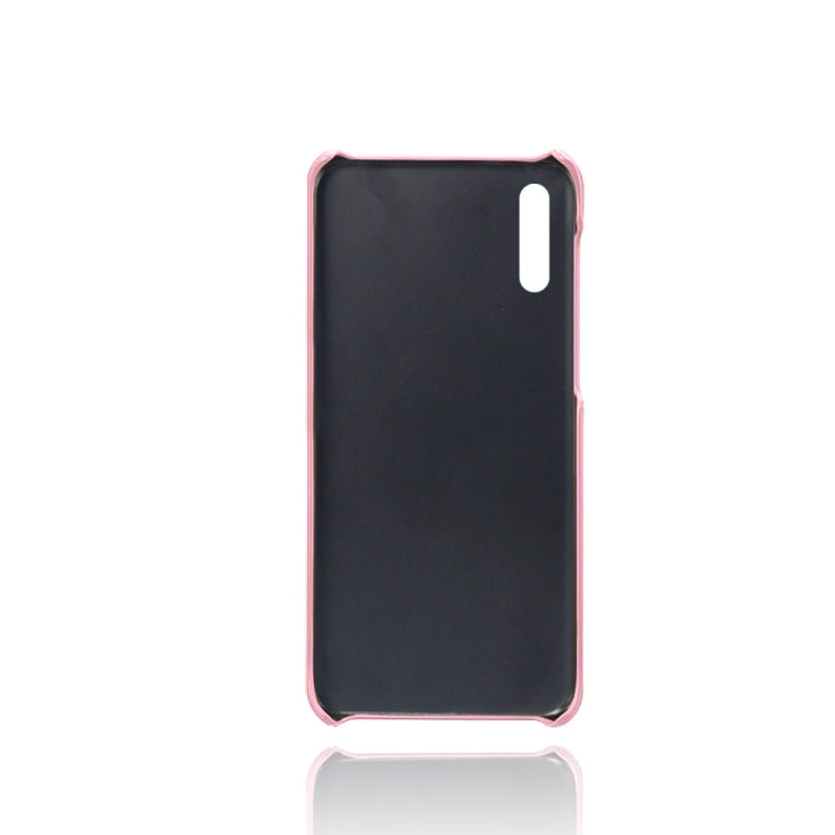 For Samsung Galaxy A50 Calf Texture PC + PU Leather Back Cover Shockproof Case with Dual Card Slots