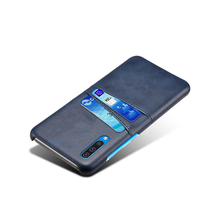 For Samsung Galaxy A50 Calf Texture PC + PU Leather Back Cover Shockproof Case with Dual Card Slots