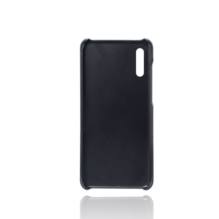 For Samsung Galaxy A50 Calf Texture PC + PU Leather Back Cover Shockproof Case with Dual Card Slots