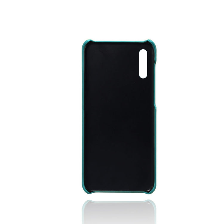For Samsung Galaxy A50 Calf Texture PC + PU Leather Back Cover Shockproof Case with Dual Card Slots