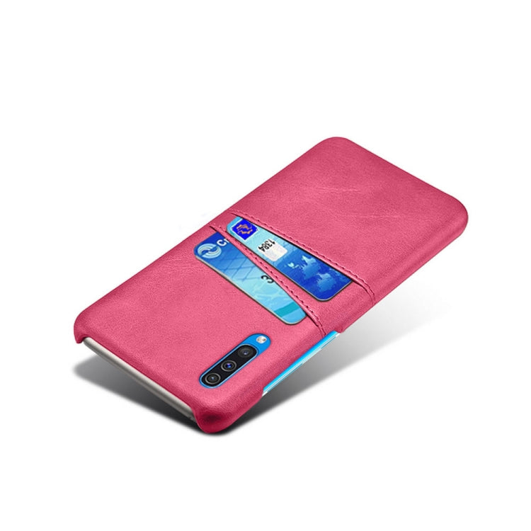 For Samsung Galaxy A50 Calf Texture PC + PU Leather Back Cover Shockproof Case with Dual Card Slots