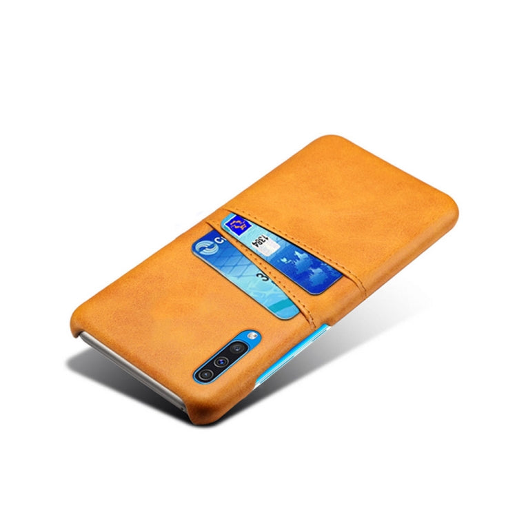 For Samsung Galaxy A50s Calf Texture PC + PU Leather Back Cover Shockproof Case with Dual Card Slots
