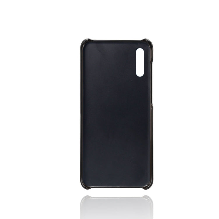 For Samsung Galaxy A50s Calf Texture PC + PU Leather Back Cover Shockproof Case with Dual Card Slots