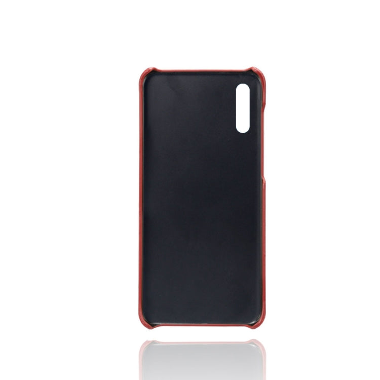 For Samsung Galaxy A50s Calf Texture PC + PU Leather Back Cover Shockproof Case with Dual Card Slots