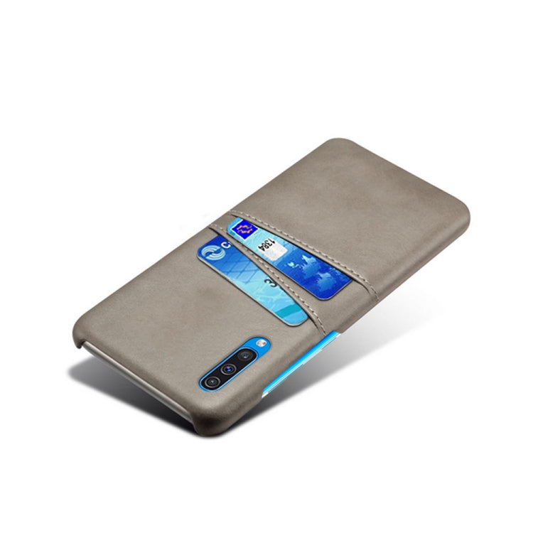 For Samsung Galaxy A50s Calf Texture PC + PU Leather Back Cover Shockproof Case with Dual Card Slots