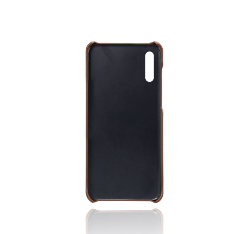 For Samsung Galaxy A50s Calf Texture PC + PU Leather Back Cover Shockproof Case with Dual Card Slots