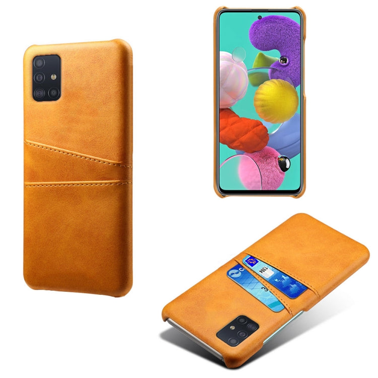 For Samsung Galaxy A51 Calf Texture PC + PU Leather Back Cover Shockproof Case with Dual Card Slots