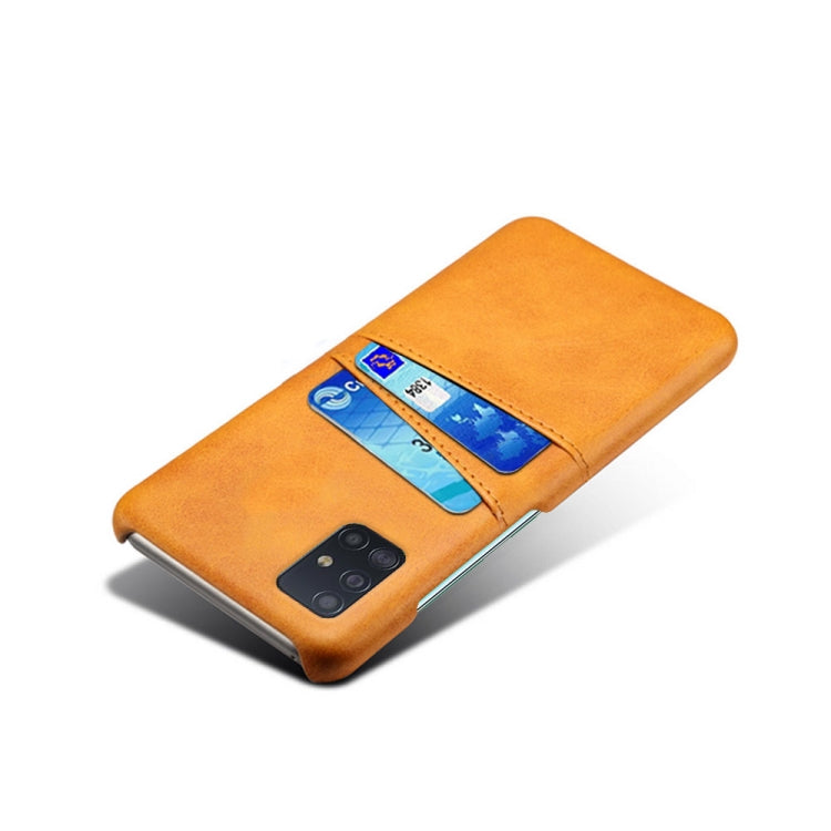 For Samsung Galaxy A51 Calf Texture PC + PU Leather Back Cover Shockproof Case with Dual Card Slots