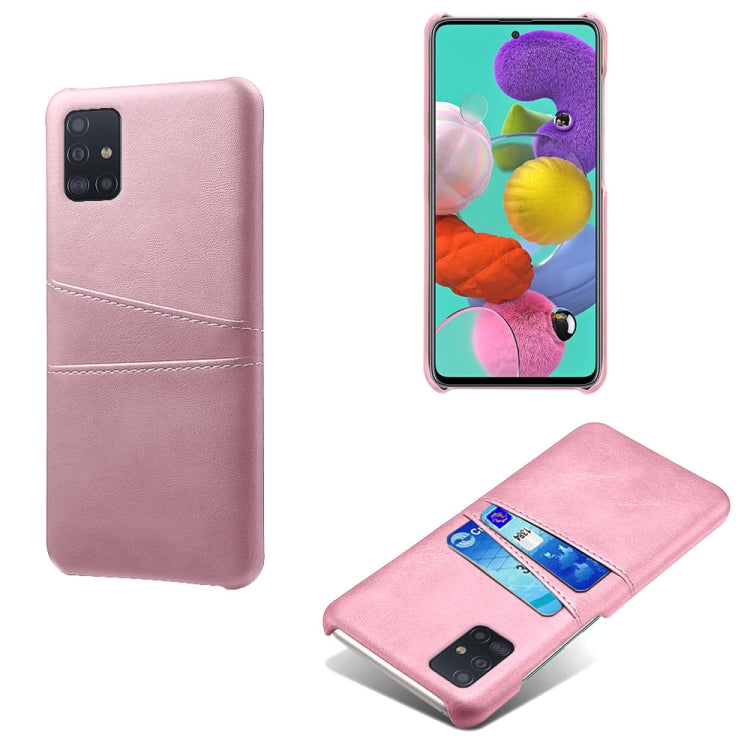 For Samsung Galaxy A51 Calf Texture PC + PU Leather Back Cover Shockproof Case with Dual Card Slots
