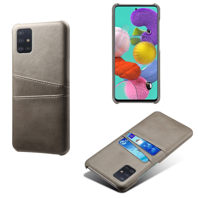 For Samsung Galaxy A51 Calf Texture PC + PU Leather Back Cover Shockproof Case with Dual Card Slots