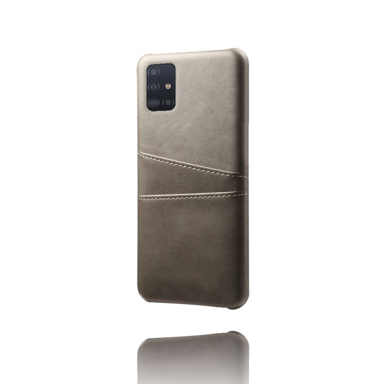 For Samsung Galaxy A51 Calf Texture PC + PU Leather Back Cover Shockproof Case with Dual Card Slots