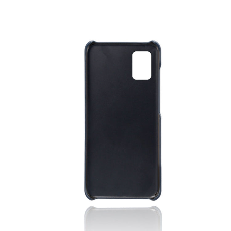 For Samsung Galaxy A51 Calf Texture PC + PU Leather Back Cover Shockproof Case with Dual Card Slots