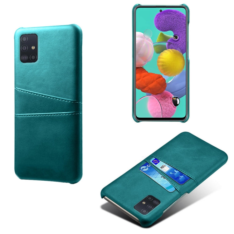 For Samsung Galaxy A51 Calf Texture PC + PU Leather Back Cover Shockproof Case with Dual Card Slots
