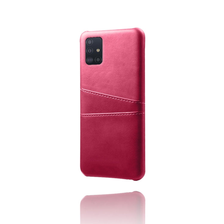For Samsung Galaxy A51 Calf Texture PC + PU Leather Back Cover Shockproof Case with Dual Card Slots