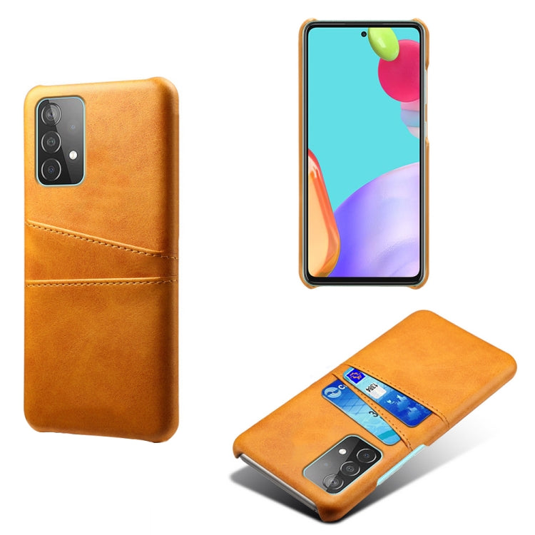 For Samsung Galaxy A52 5G Calf Texture PC + PU Leather Back Cover Shockproof Case with Dual Card Slots