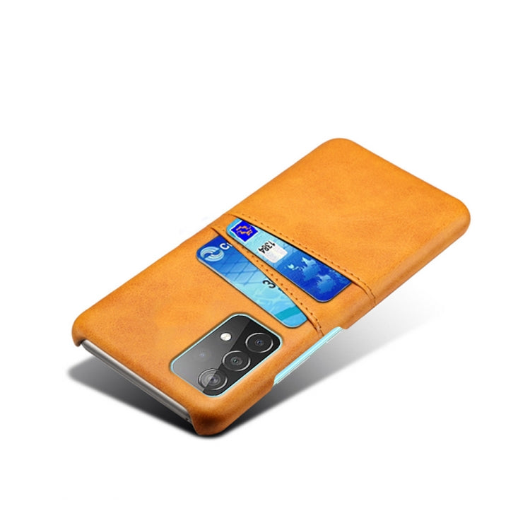 For Samsung Galaxy A52 5G Calf Texture PC + PU Leather Back Cover Shockproof Case with Dual Card Slots