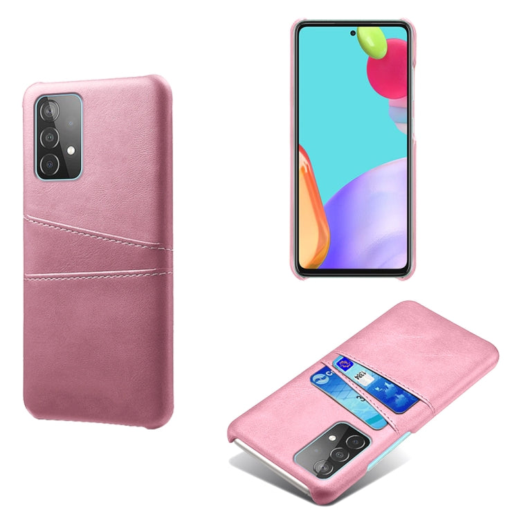 For Samsung Galaxy A52 5G Calf Texture PC + PU Leather Back Cover Shockproof Case with Dual Card Slots