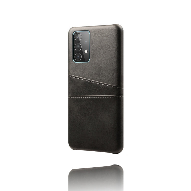 For Samsung Galaxy A52 5G Calf Texture PC + PU Leather Back Cover Shockproof Case with Dual Card Slots