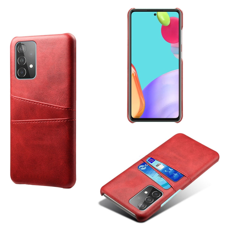 For Samsung Galaxy A52 5G Calf Texture PC + PU Leather Back Cover Shockproof Case with Dual Card Slots