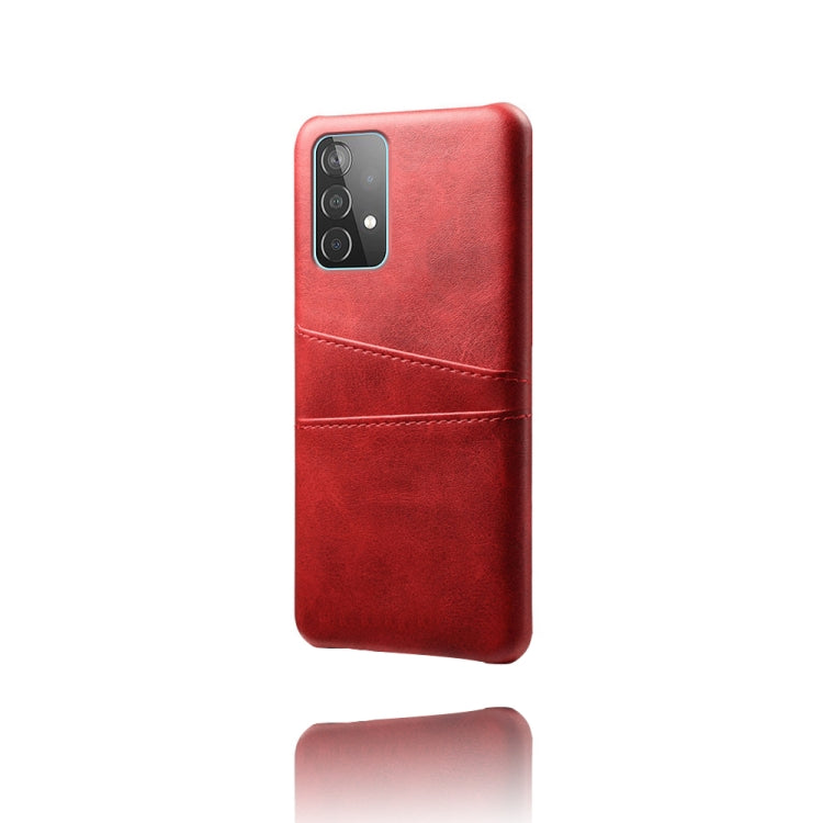 For Samsung Galaxy A52 5G Calf Texture PC + PU Leather Back Cover Shockproof Case with Dual Card Slots