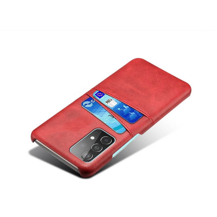 For Samsung Galaxy A52 5G Calf Texture PC + PU Leather Back Cover Shockproof Case with Dual Card Slots