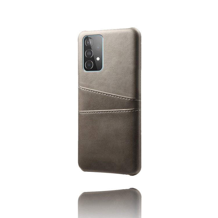 For Samsung Galaxy A52 5G Calf Texture PC + PU Leather Back Cover Shockproof Case with Dual Card Slots