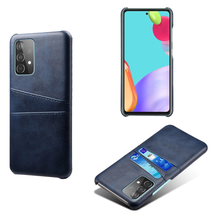 For Samsung Galaxy A52 5G Calf Texture PC + PU Leather Back Cover Shockproof Case with Dual Card Slots
